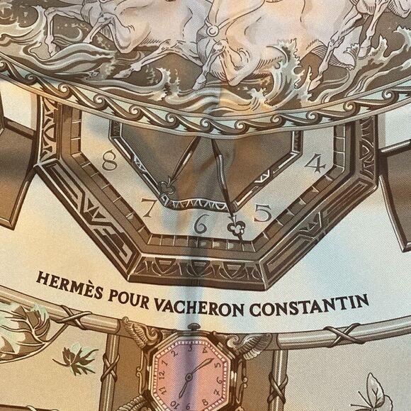 NIB RARE Hermès Pour Vacheron Constantin Astrologie Time Brown Pink Silk Scarf - Picture 10 of 17